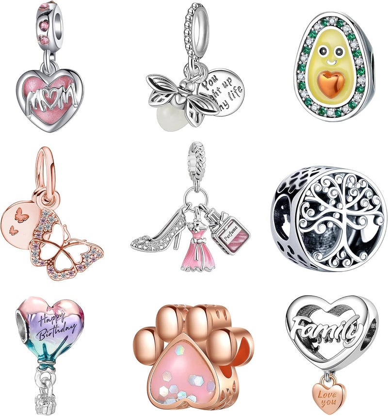 Acrobious 9PCS European Charms Beads Pendant For Bracelet, Charms DIY Bracelets Necklace Jewellery Gift - Image 1